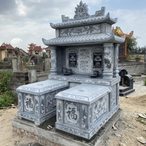 Mộ đá xanh đen 2 mái 8